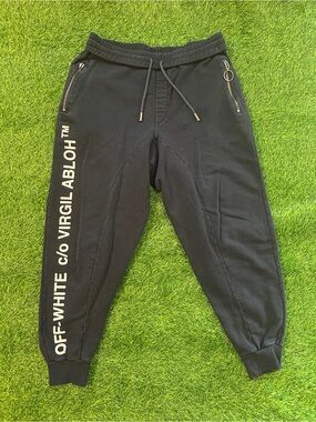 Off-White Black Jogger Sweatpants with White Side Logo size medium